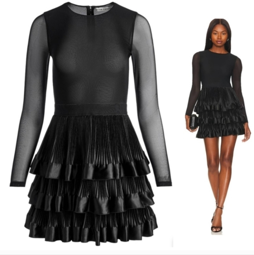 ALICE + OLIVIA CHARA TIERED RUFFLE MINI DRESSSIZE 4 $495